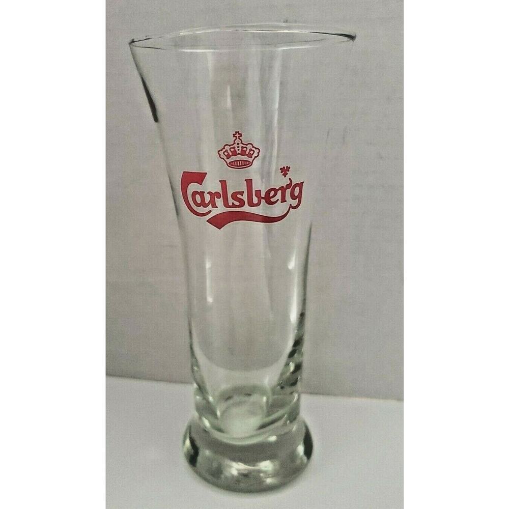 Vintage 1960's Carlsberg beer red crown Logo Pilsner glass U198